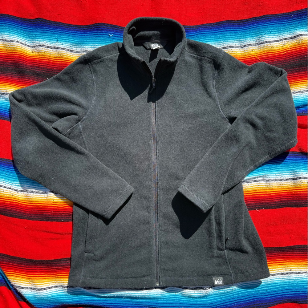 REI Women’s Black Charcoal Full Zip Fleece Jacket